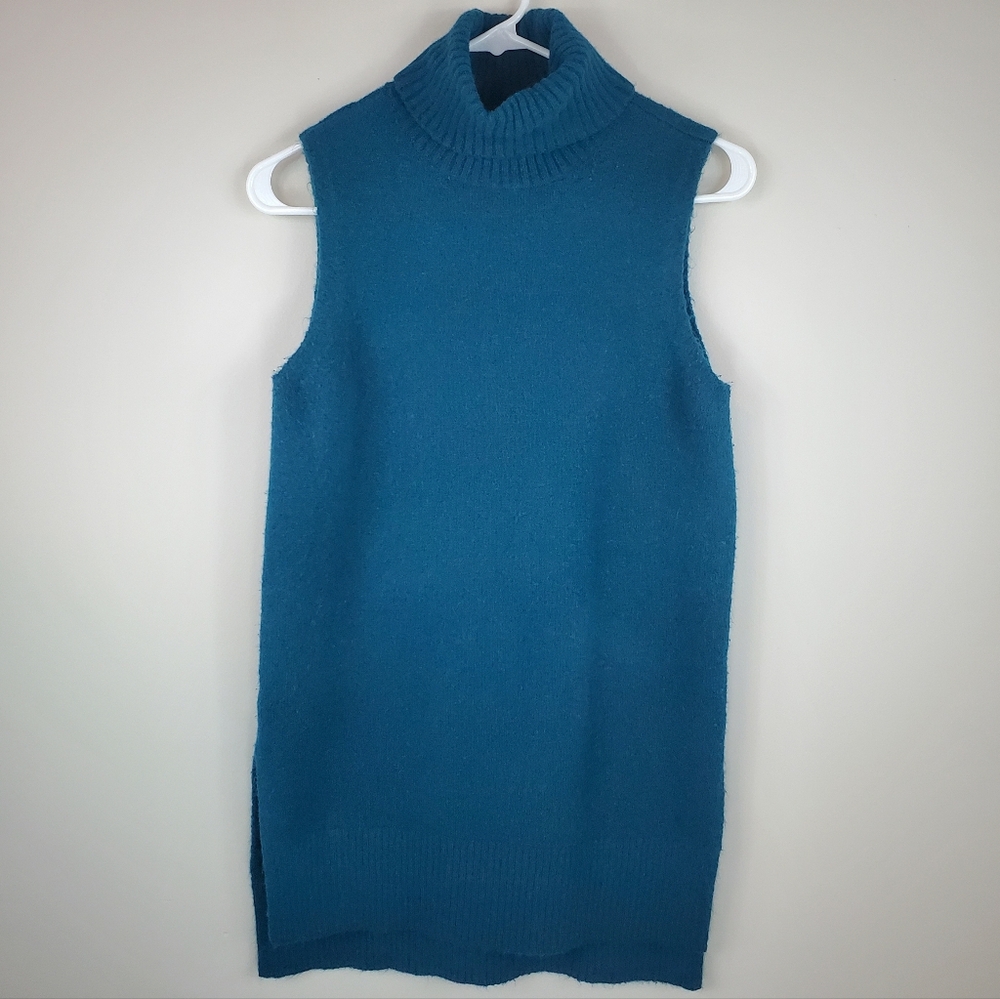 Ann Taylor Factory Size XS Wool Blend Sleeveless Turtleneck Tunic Sweater